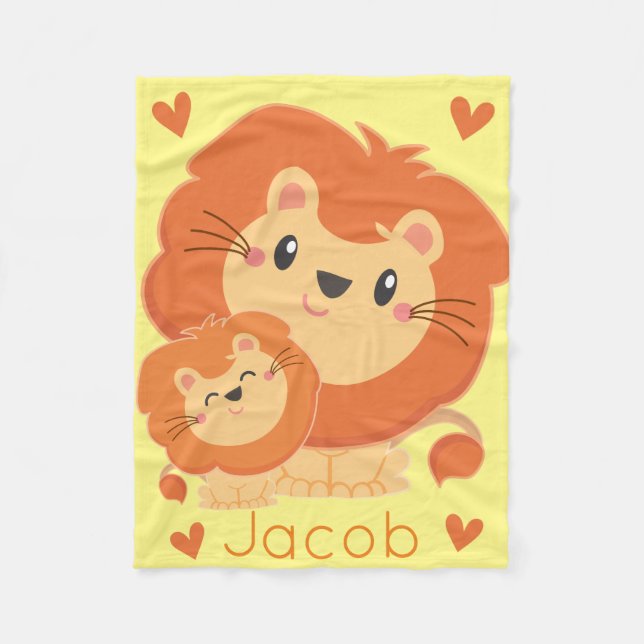 Daddy Lion & Cub Jungle Animals Safari Nursery  Fleece Blanket (Front)