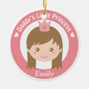 Daddy Little Princess, Cute Princess with Tiara Ceramic Ornament