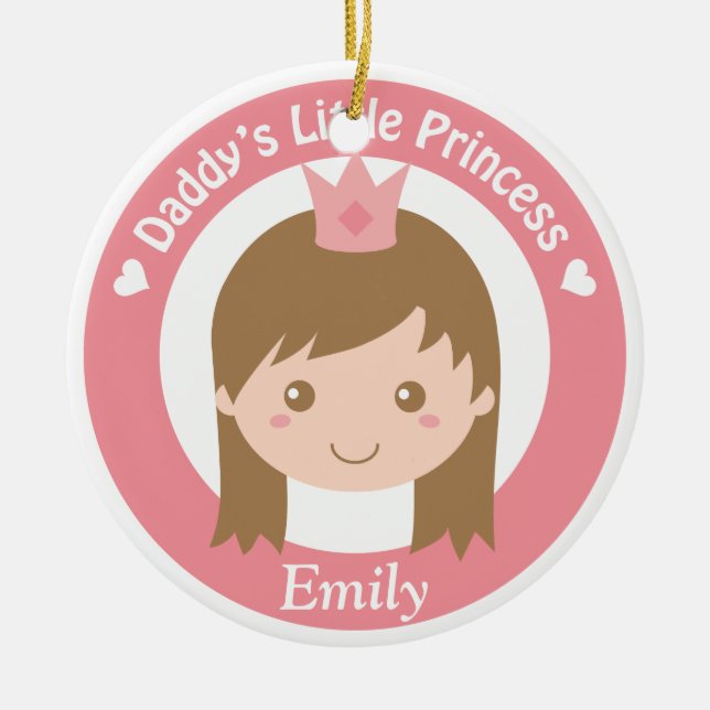 Daddy Little Princess, Cute Princess with Tiara Ceramic Ornament (Front)