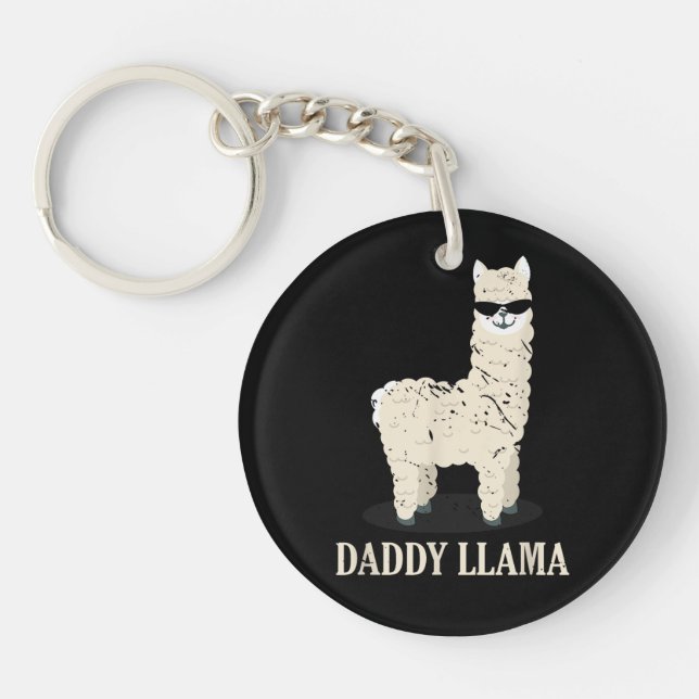Daddy Llama Alpaca Funny Animal Lover Key Ring (Front)