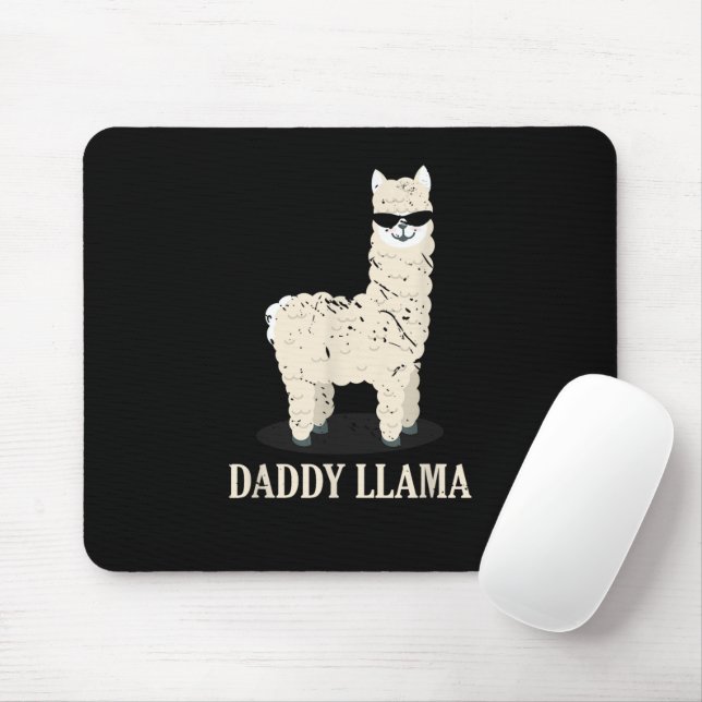 Daddy Llama Alpaca Funny Animal Lover Mouse Pad (With Mouse)