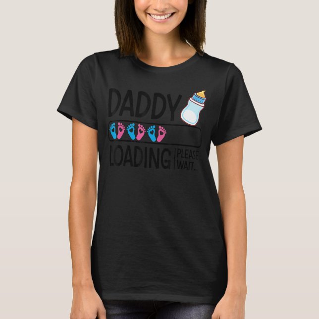 Daddy Loading Please Wait Cute Footprint T-Shirt (Front)