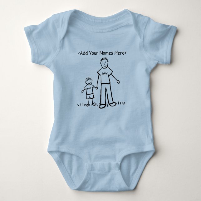 Daddy & Me T-Shirt Family Art (Custom Names) Baby Bodysuit (Front)