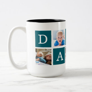 Daddy Minimal Colour Block Photo Collage Blue Two-Tone Coffee Mug