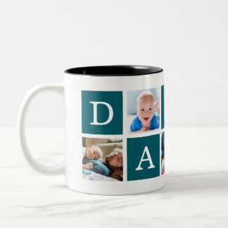 Daddy Minimal Colour Block Photo Collage Blue Two-Tone Coffee Mug