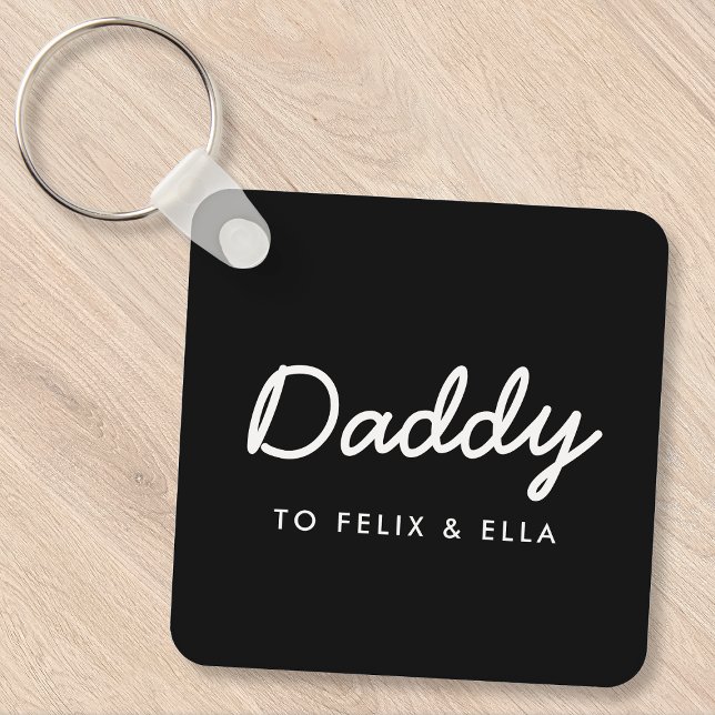 Daddy | Modern Black Kids Names Father's Key Ring (Creator Uploaded)