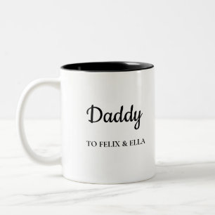 Daddy Modern Father's Day Kids Names Two-Tone Coffee Mug