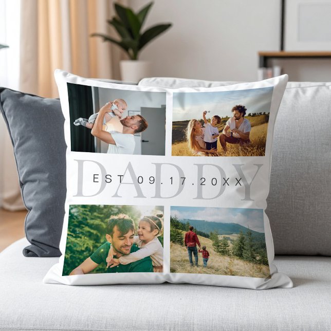 Daddy Modern Fathers Day Photo Collage  Cushion (Creator Uploaded)