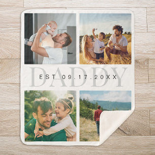 Daddy Modern Fathers Day Photo Collage Sherpa Blanket