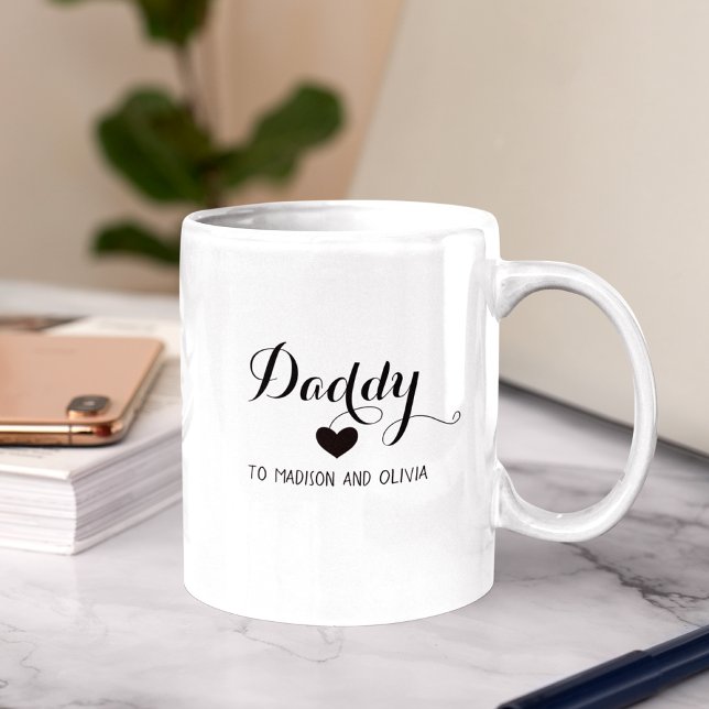 Daddy, Modern Kids Names Custom Father's Day Gift  Two-Tone Coffee Mug (Creator Uploaded)