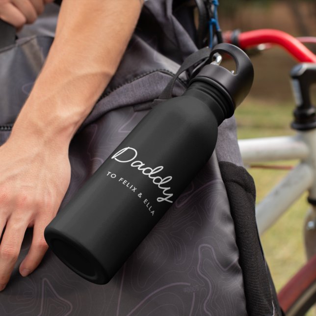 Daddy | Modern Kids Names Father's Day Black 532 Ml Water Bottle (Creator Uploaded)