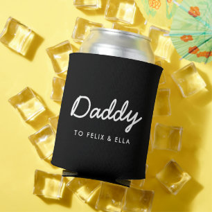 Daddy Modern Kids Names Father's Day Black Can Cooler