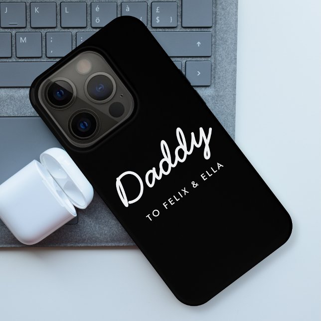 Daddy | Modern Kids Names Father's Day Black iPhone Case (Creator Uploaded)