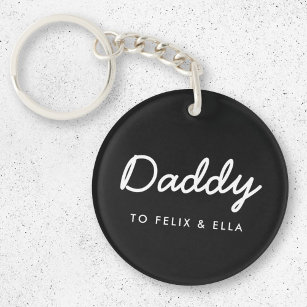 Daddy   Modern Kids Names Father's Day Black Key Ring