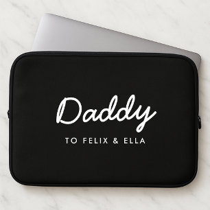 Daddy   Modern Kids Names Father's Day Black Laptop Sleeve