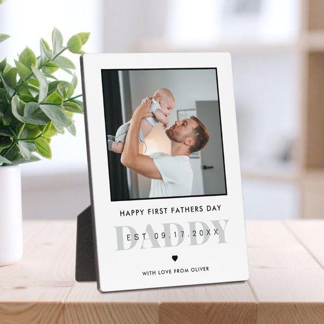 Daddy Modern Minimalist First Fathers Day Photo Plaque (Creator Uploaded)