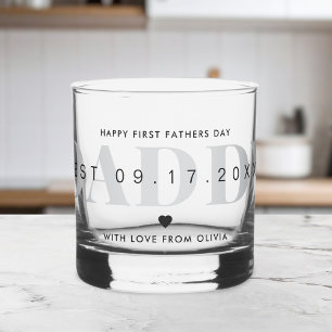 Daddy Modern Minimalist First Fathers Day  Whiskey Glass