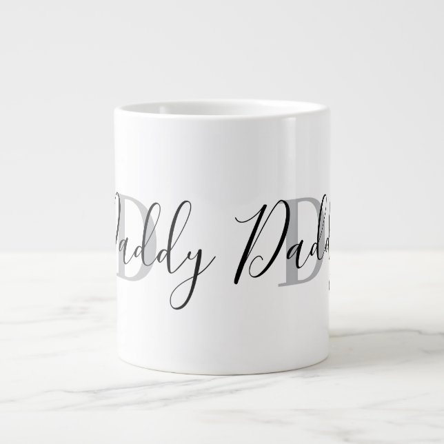 Daddy Monogram Grey Large Coffee Mug (Front)