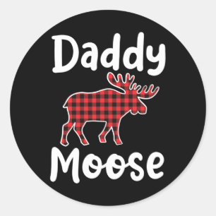 Daddy Moose Matching Family Merry Xmas In July Men Classic Round Sticker