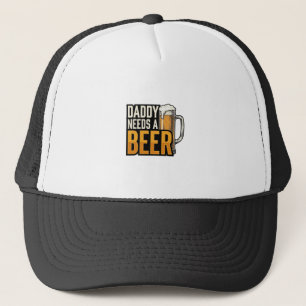 Daddy Needs a Beer Vintage Engraving Shirt Design_ Trucker Hat