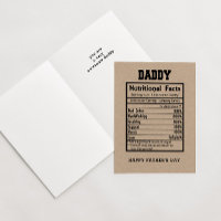 Daddy Nutritional Facts Father's Day Card