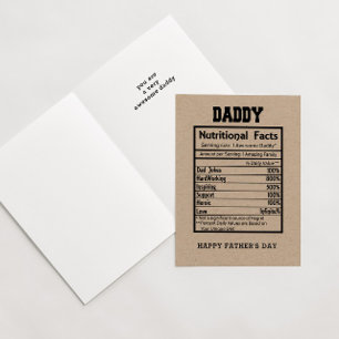 Daddy Nutritional Facts Father's Day Card