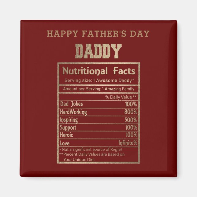 daddy nutritional facts father's day  magnet (Front)