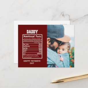Daddy Nutritional Facts Father's Day Postcard