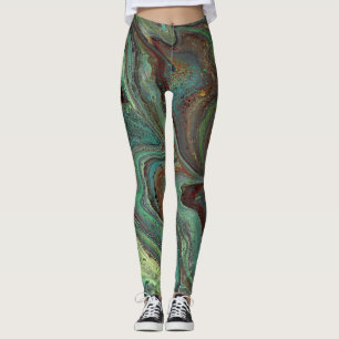 Daddy O 3 Crazy Green Abstract Leggings