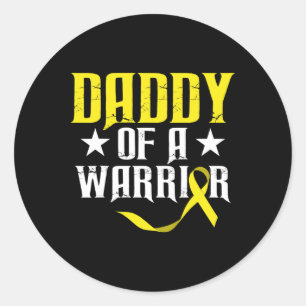 Daddy Of A Warrior Childhood Cancer Awareness 2 Classic Round Sticker