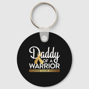 Daddy Of A Warrior Childhood Cancer Gold Ribbon  Key Ring