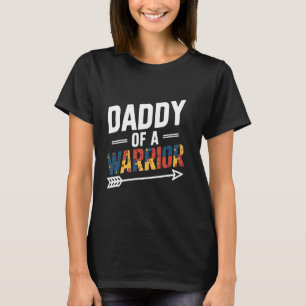 Daddy of a Warrior Family Men World Autism Awarene T-Shirt