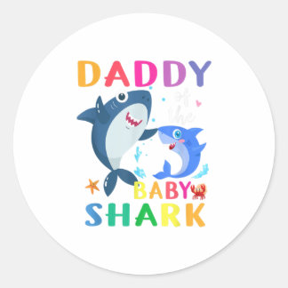 Daddy Of The Baby Shark gift  Birthday Daddy Sh Classic Round Sticker
