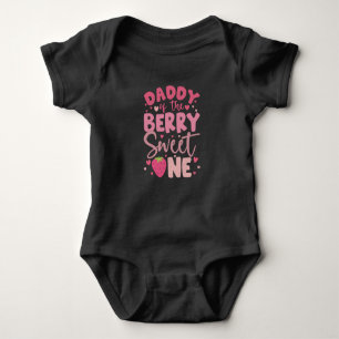 Daddy Of The Berry Sweet One Strawberry Birthday Baby Bodysuit