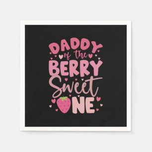 Daddy Of The Berry Sweet One Strawberry Birthday Napkin