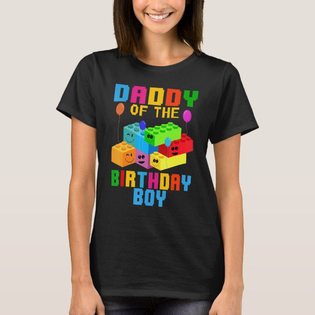 Daddy Of The Birthday Boy Building Blocks Family M T-Shirt (Front)