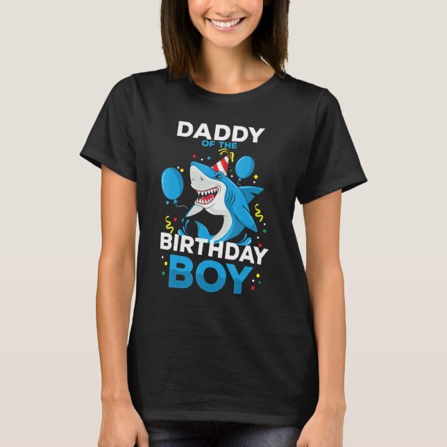 Daddy Of The Birthday Boy Shark Ocean Theme Matchi T-Shirt (Front)