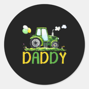 Daddy Of The Birthday Boy Tractor Farm Truck Match Classic Round Sticker