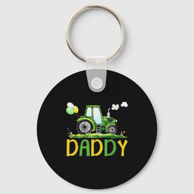 Daddy Of The Birthday Boy Tractor Farm Truck Match Key Ring (Front)