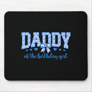 Daddy of The Birthday Girl Blue Chinoiserie Floral Mouse Pad