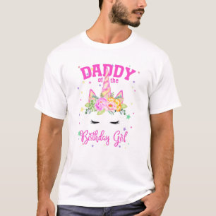 Daddy Of The Birthday Girl! Unicorn Face Theme Gif T-Shirt