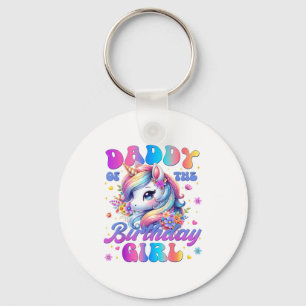 Daddy Of The Birthday Girl Unicorn Flower Family M Key Ring