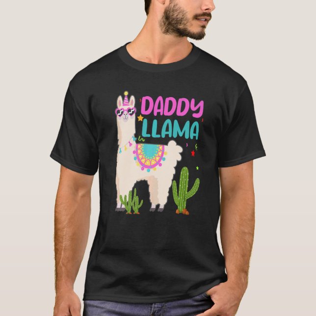 Daddy Of The Birthday Llama Girl Matching Family B T-Shirt (Front)