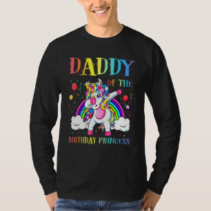 Daddy Of The Birthday Princess Dabbing Unicorn Gir T-Shirt