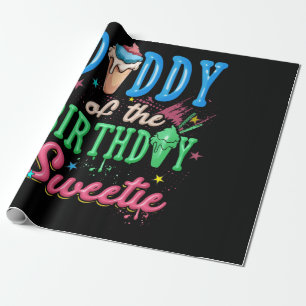 Daddy Of The Birthday Sweetie Ice Cream Sorbet Wrapping Paper