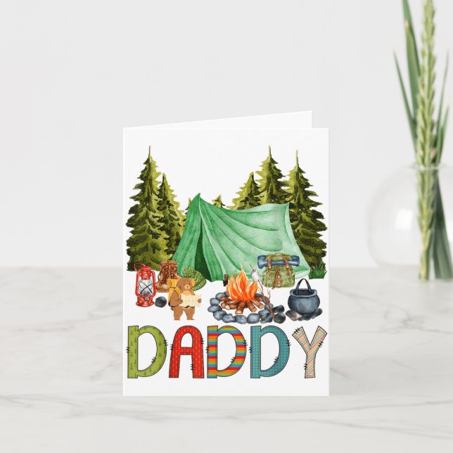 Daddy Of The Happy Camper 1st Birthday Bear Camng  Card (Front)