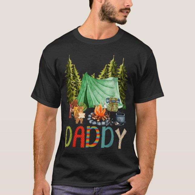 Daddy Of The Happy Camper 1st Birthday Bear Camng  T-Shirt (Front)