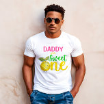 Daddy of the Sweet one pink lemonade party T-Shirt<br><div class="desc">Daddy of the Sweet one pink lemonade first girls birthday party personalised t-shirt,  cute yellow lemon pink yellow green summer first birthday party shirt birthday party dad's shirt birthday photoshoot shirt</div>