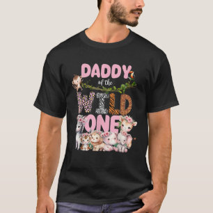 Daddy of The Wild One 1st Birthday Girl Kids Safar T-Shirt