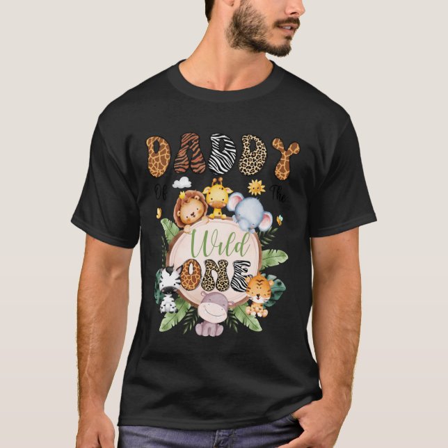 Daddy of The Wild One 1St Birthday Safari Animal L T-Shirt (Front)